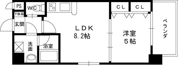 Ｃｈｏｅｉ６５　プレジオ中津-1LDK(100763610)の間取り図