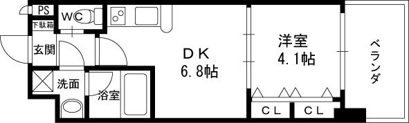 Ｃｈｏｅｉ６５　プレジオ中津-1DK(98312839)の間取り図